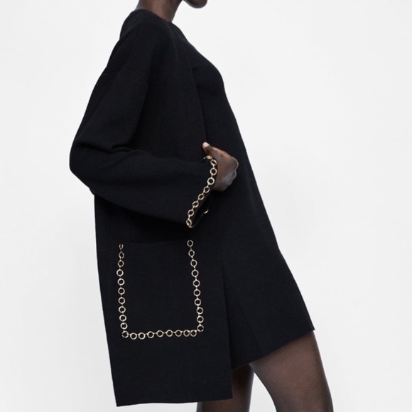 Zara Jackets & Blazers - Zara Knit Coat with Chain Detail